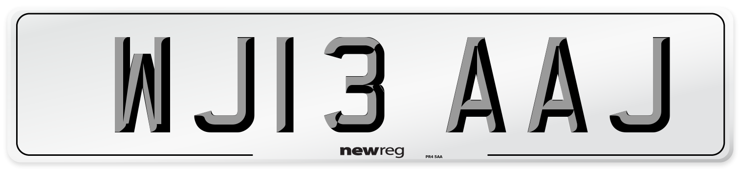 WJ13 AAJ Number Plate from New Reg